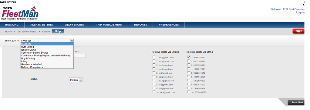 Select / Edit Alerts